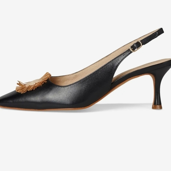 🖤🔹️Jack Rogers 🔹️black /natural  Leather Brynn  Slingback Pumps Heels - Picture 4 of 7